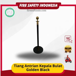 Tiang Antrian Kepala Bulat Golden Black (3)